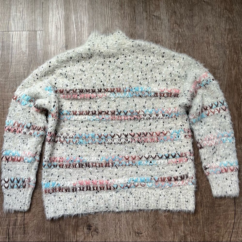 Light Gray Multi Yarn Mock Neck Pullover Sweater … - image 2